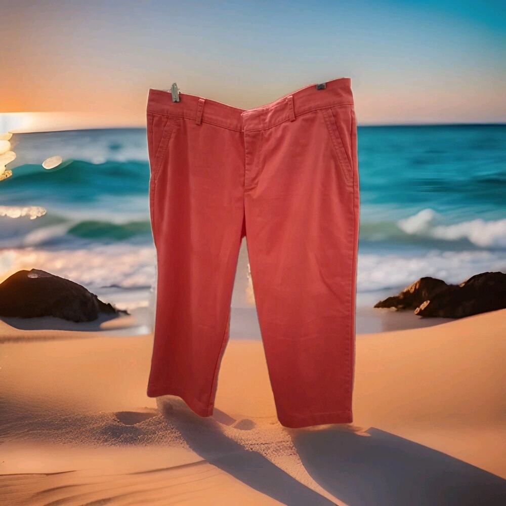Dockers Women’s Coral Chino Flat Front Mid Rise Capri Pants Size 14